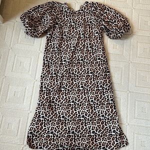 H&M Cheetah print maxi dress with puff sleeves